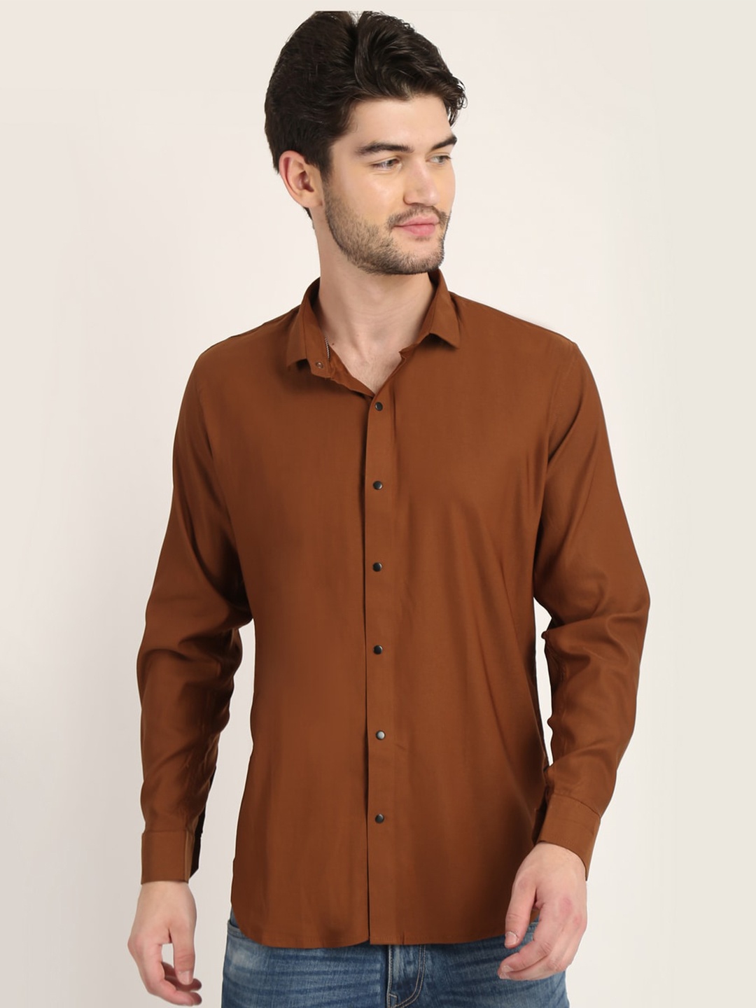 

COLVYNHARRIS JEANS Men Tan Standard Slim Fit Casual Shirt