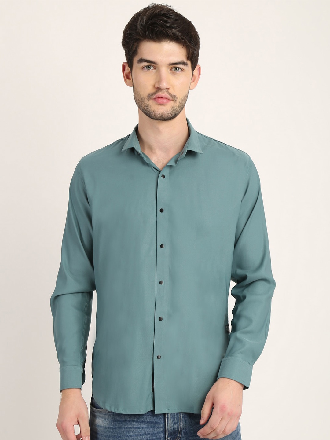 

COLVYNHARRIS JEANS Men Sea Green Standard Slim Fit Casual Shirt