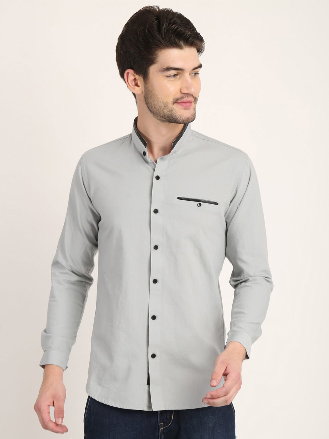 

COLVYNHARRIS JEANS Men Grey Classic Slim Fit Casual Shirt