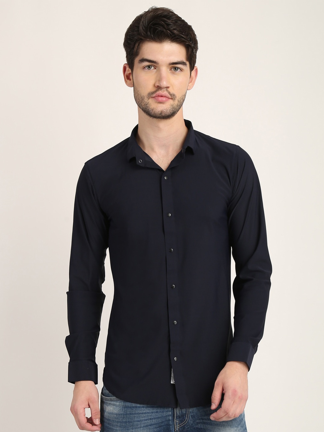 

COLVYNHARRIS JEANS Men Black Comfort Slim Fit Casual Shirt