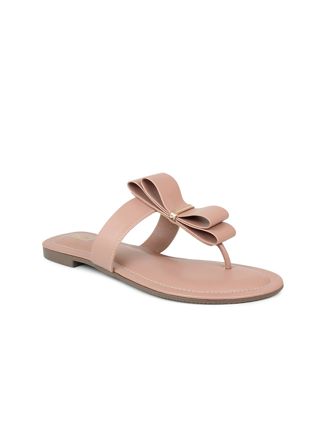

Inc 5 Women Peach-Coloured Embellished Open Toe Flats with Bows