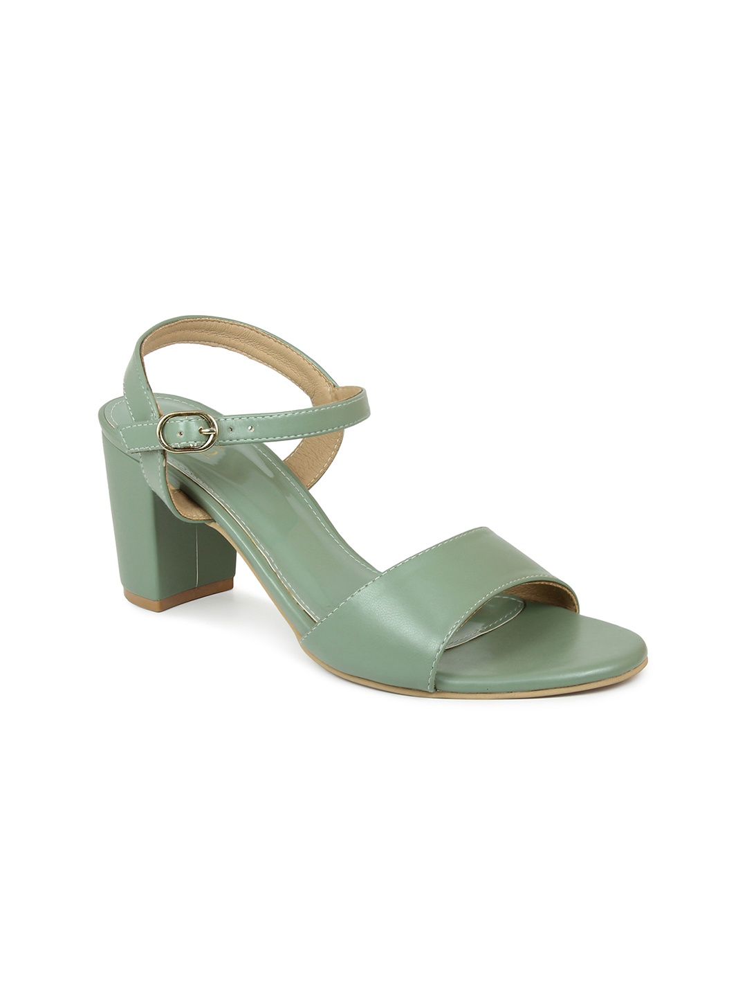 

Inc 5 Green Solid Block Sandals