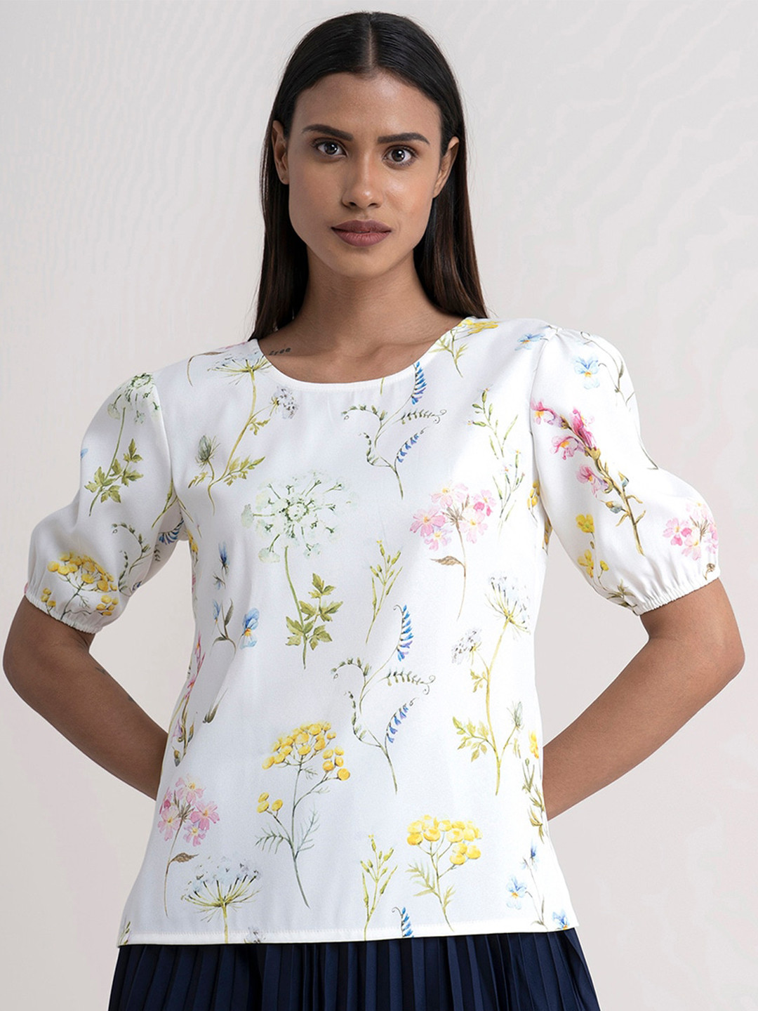 

FableStreet Women White Floral Printed Top