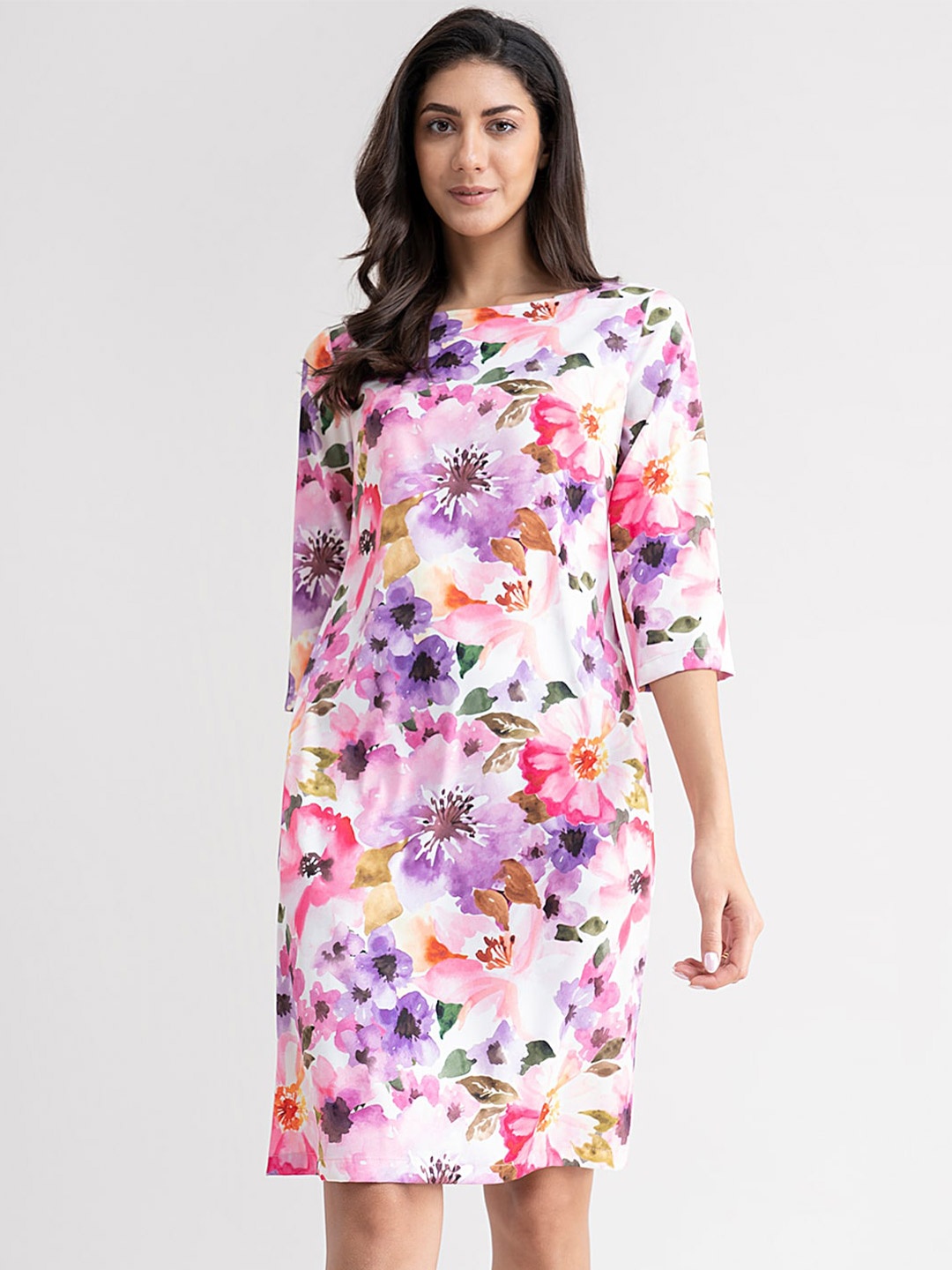 

FableStreet Women Pink Floral Formal Sheath Dress