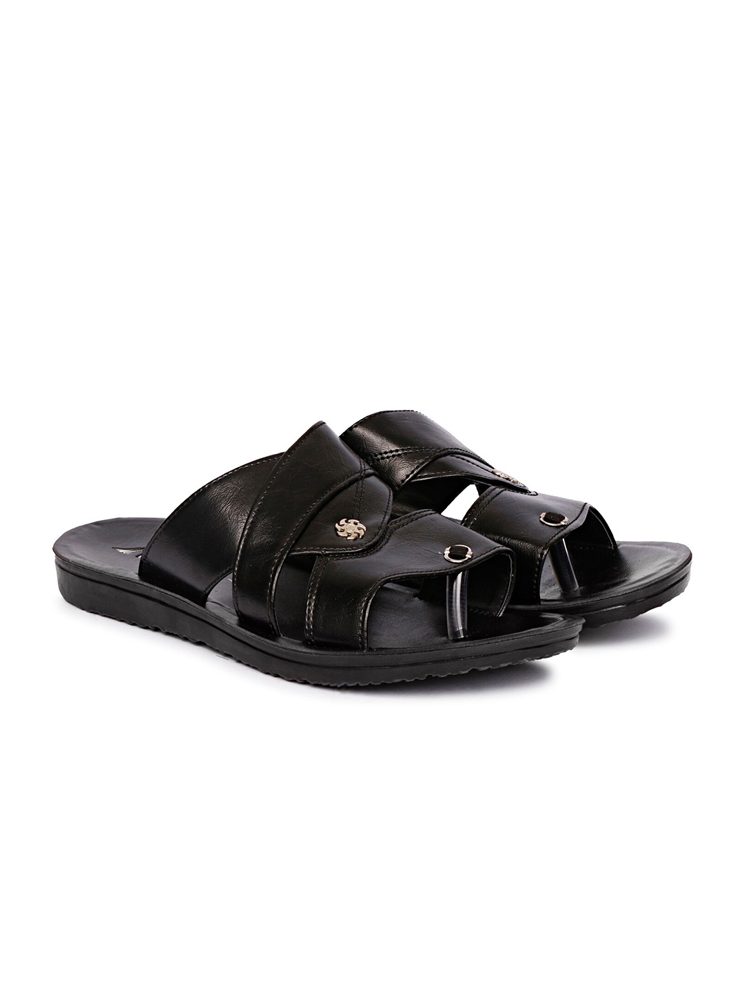 

Tucson Men Black & Gunmetal-Toned Solid Casual Rubber Slip-On