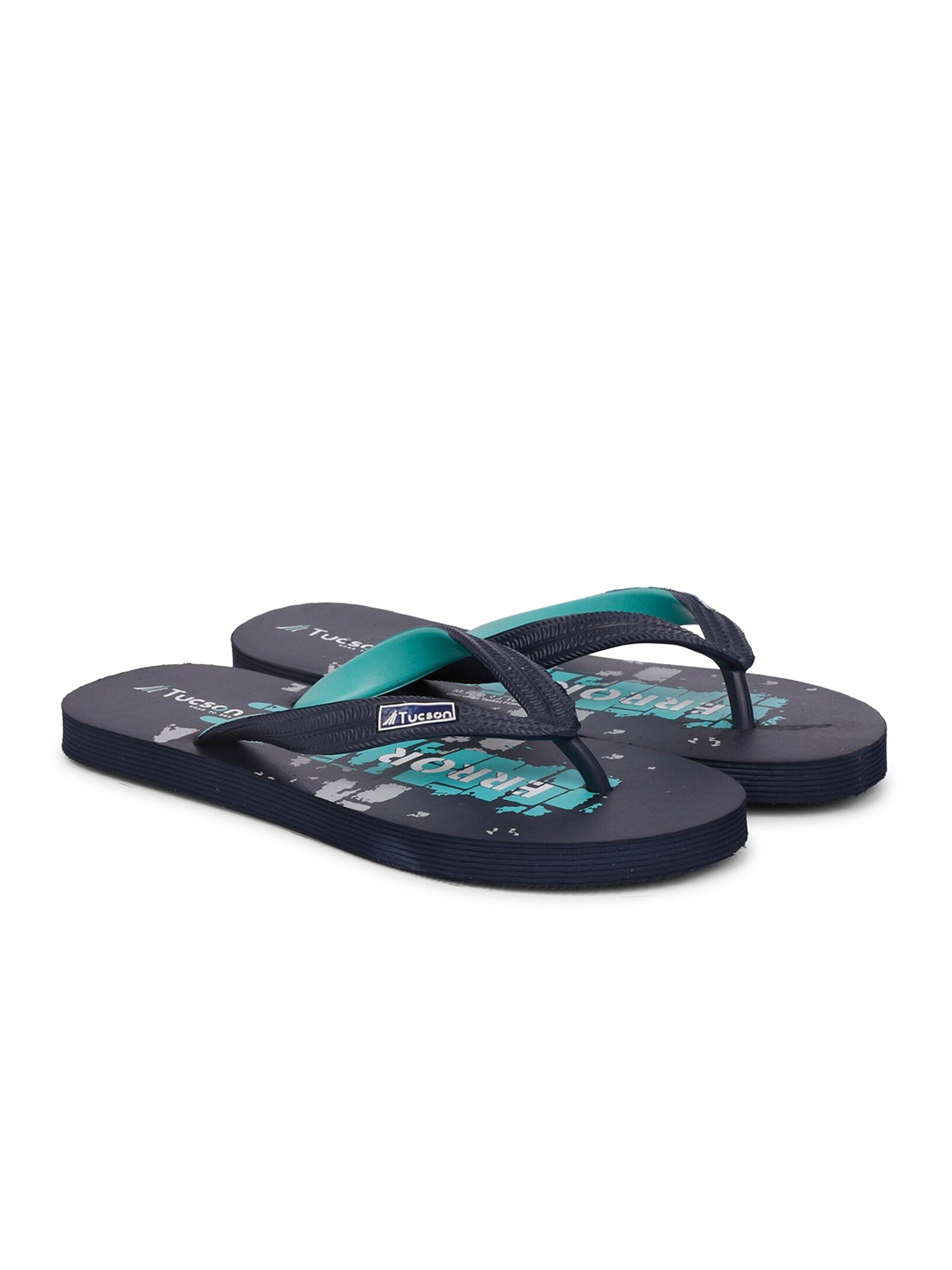 

Tucson Men Navy Blue Printed Rubber Thong Flip-Flops