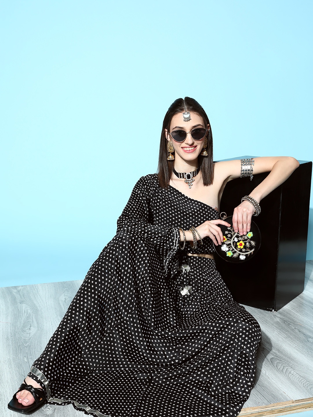 

Shae by SASSAFRAS Black Geometric Tie & Dye 2.0 Top