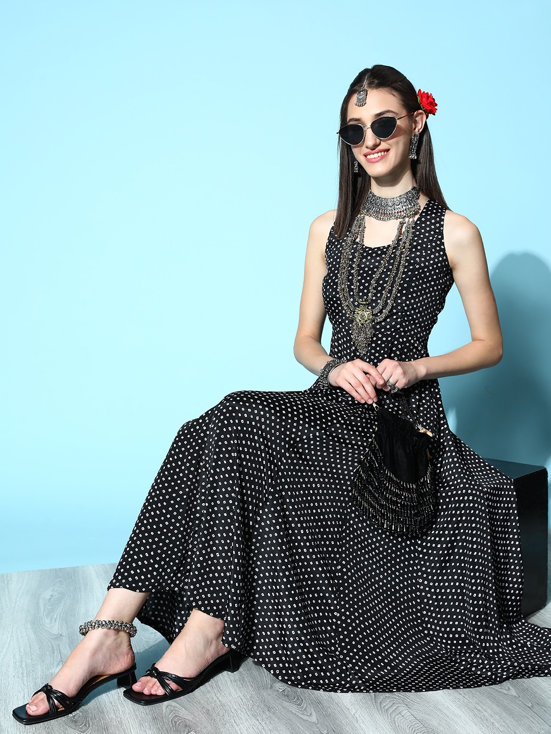 

Shae by SASSAFRAS Women Classic Black Geometric Tie & Dye 2.0 Dress