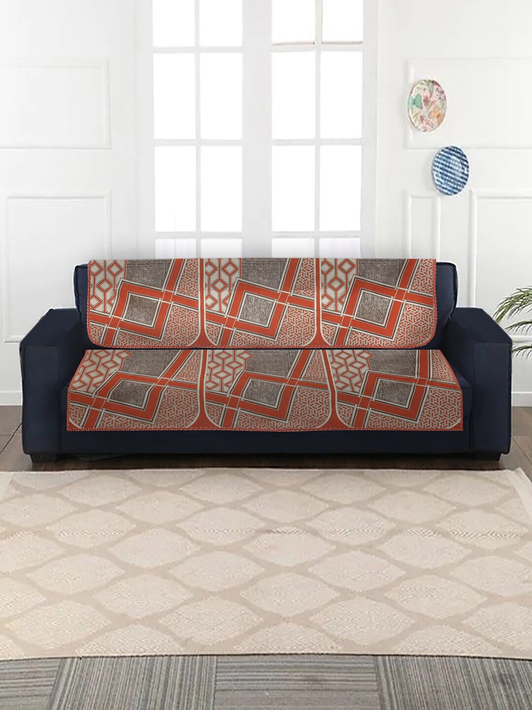 

MULTITEX Set of 10 Rust Jacquard 5-Seater Sofa Covers