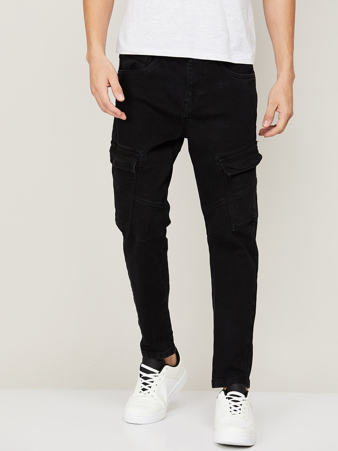 

Forca by Lifestyle Men Black Jogger Highly Distressed Jeans