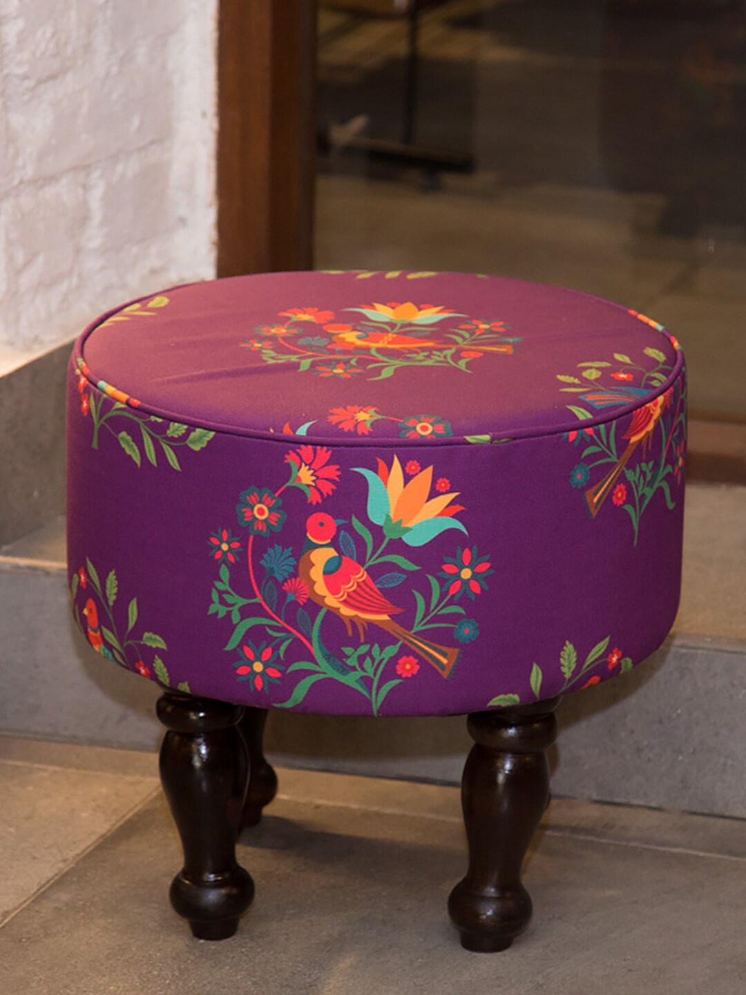 

India Circus by Krsnaa Mehta Magenta Printed Ottoman