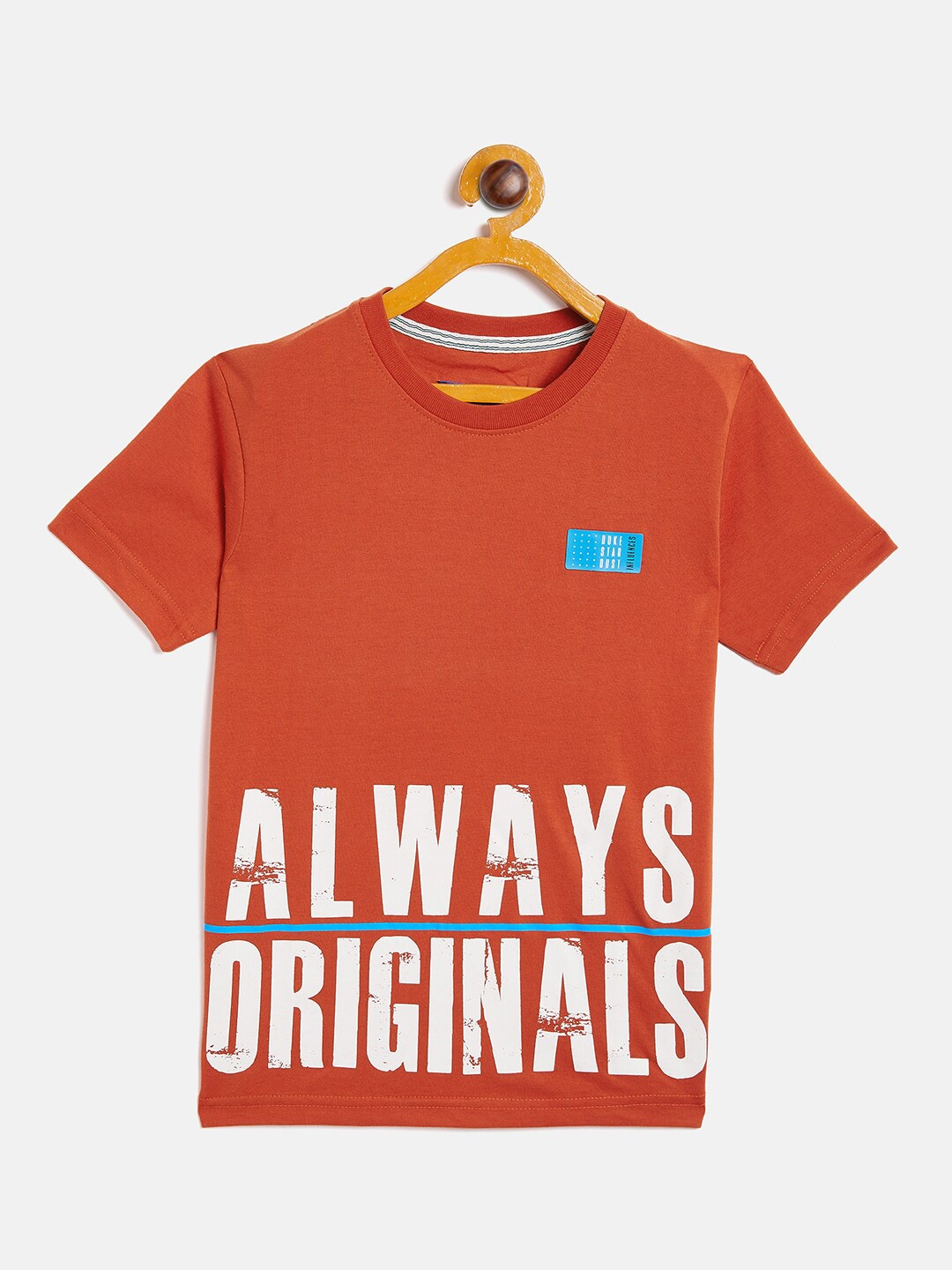 

Duke Boys Orange & White Typography Printed T-shirt