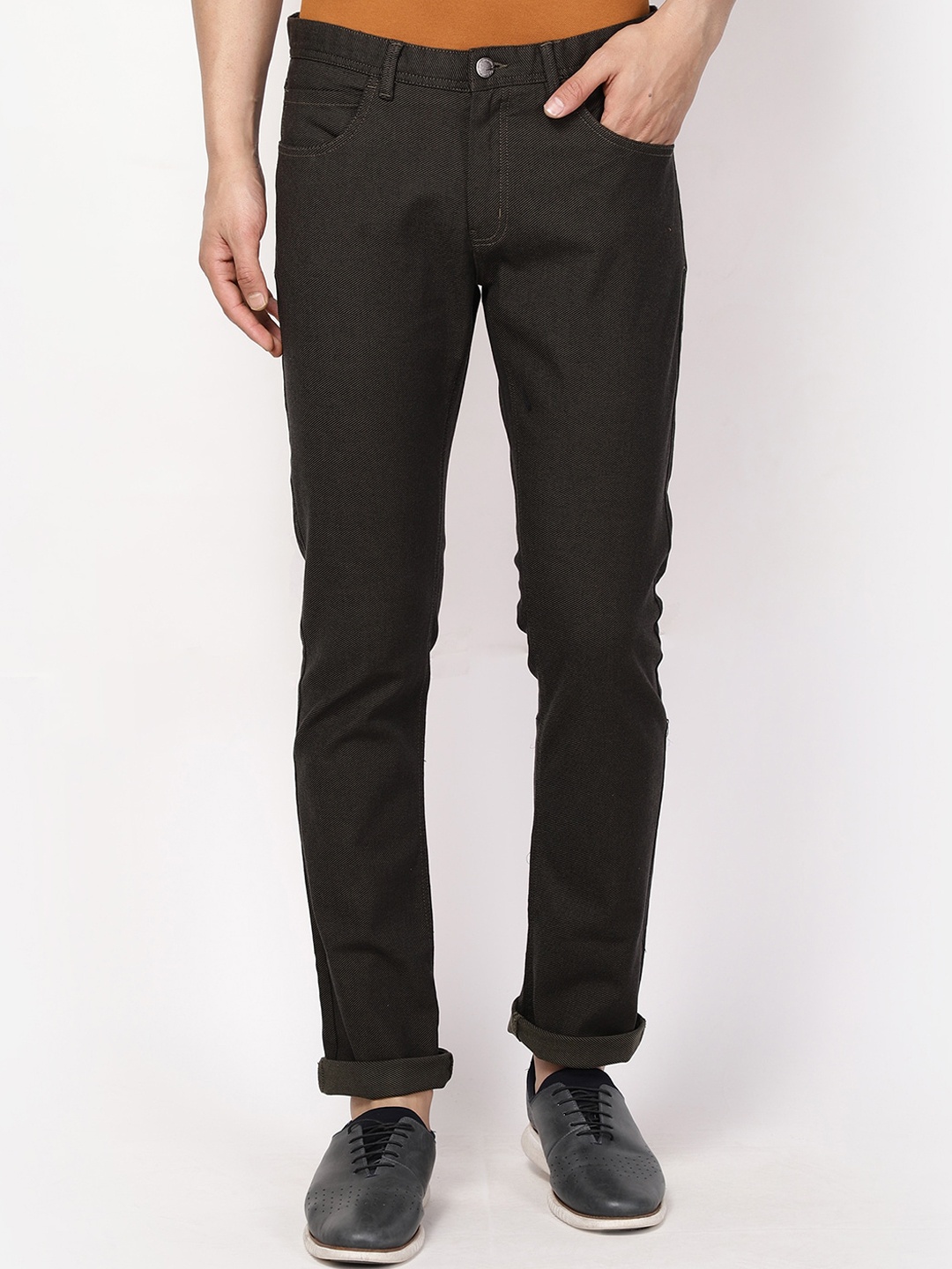 

Blackberrys Men Olive Green Slim Fit Trouser