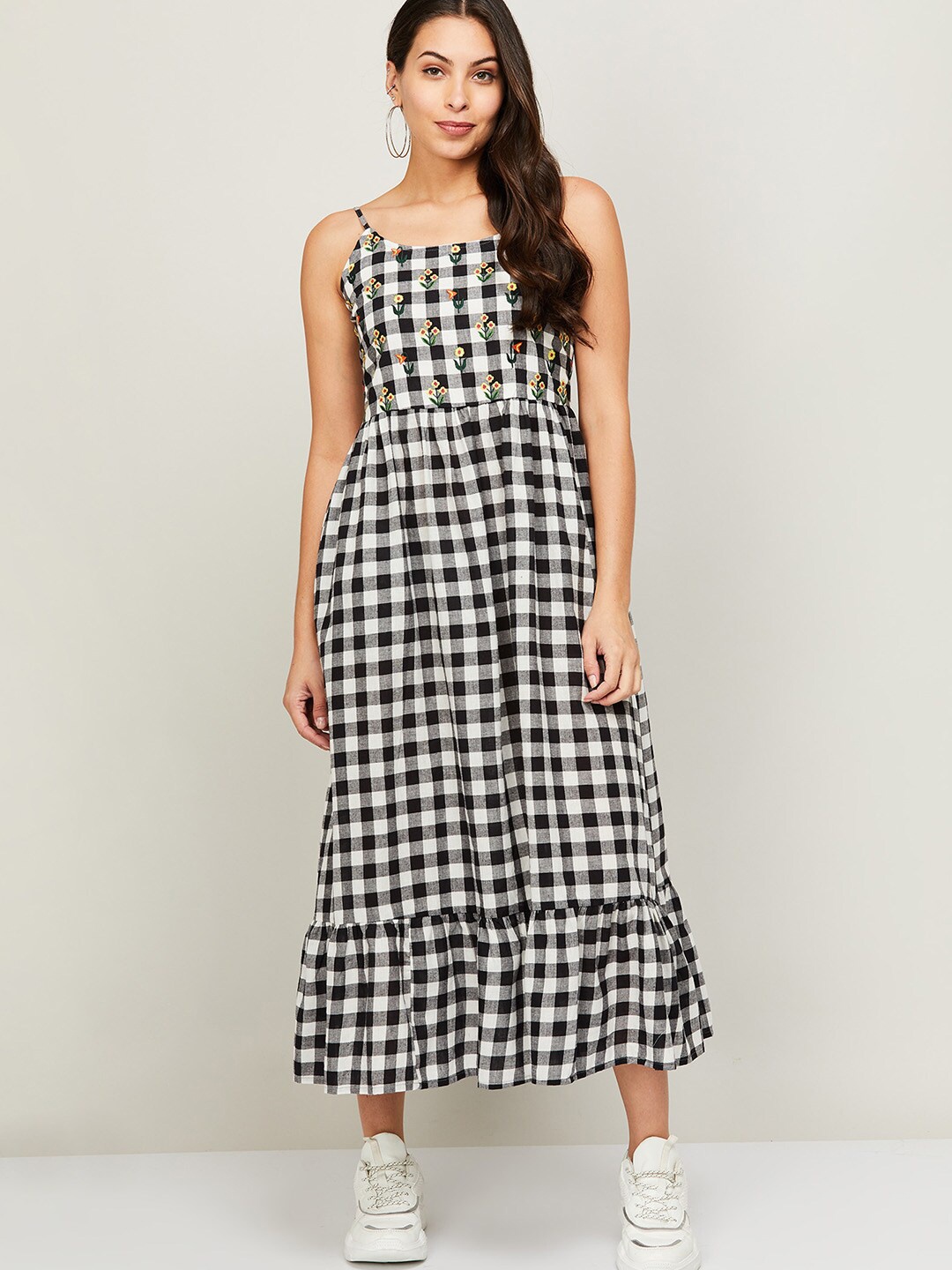 

Colour Me by Melange Black Checked Midi Dress
