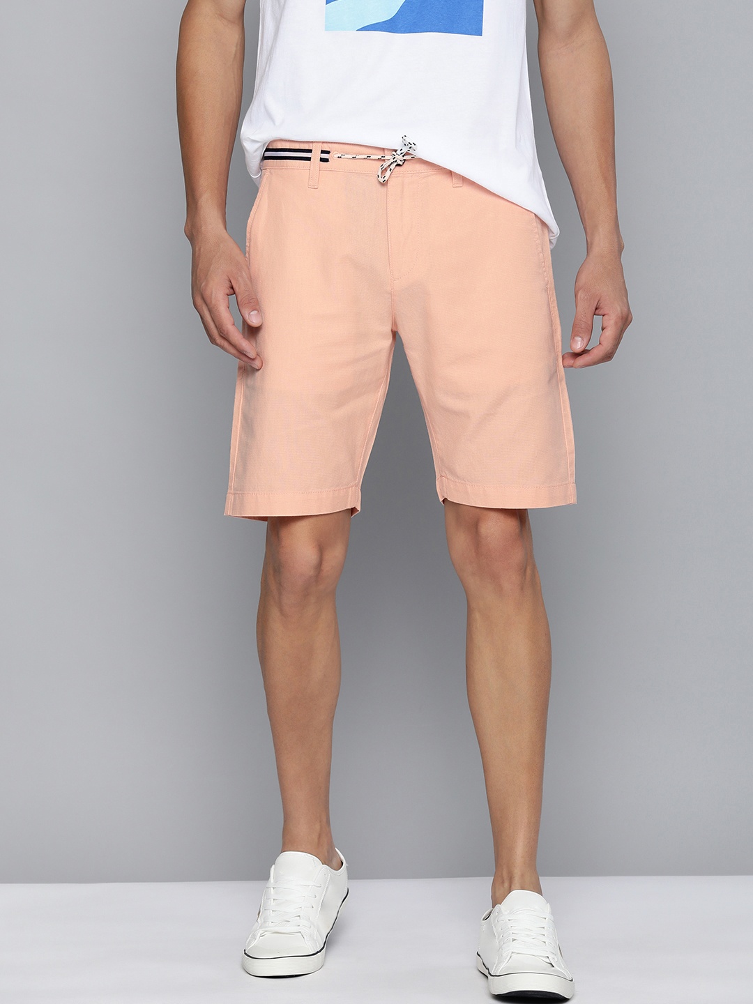 

Mast & Harbour Men Pink Cotton Linen Chino Shorts