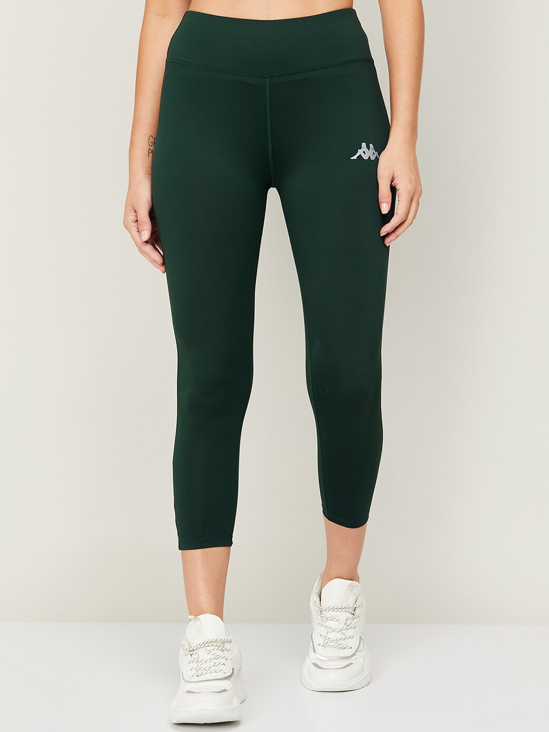 

Kappa Women Green Solid Cotton Leggings