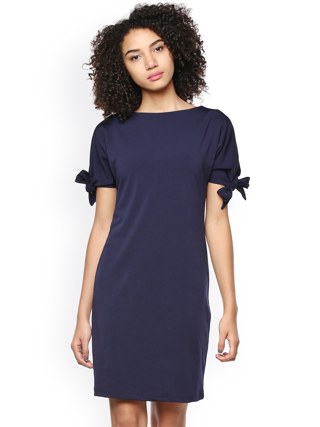 

Harpa Women Navy Solid A-Line Dress, Navy blue