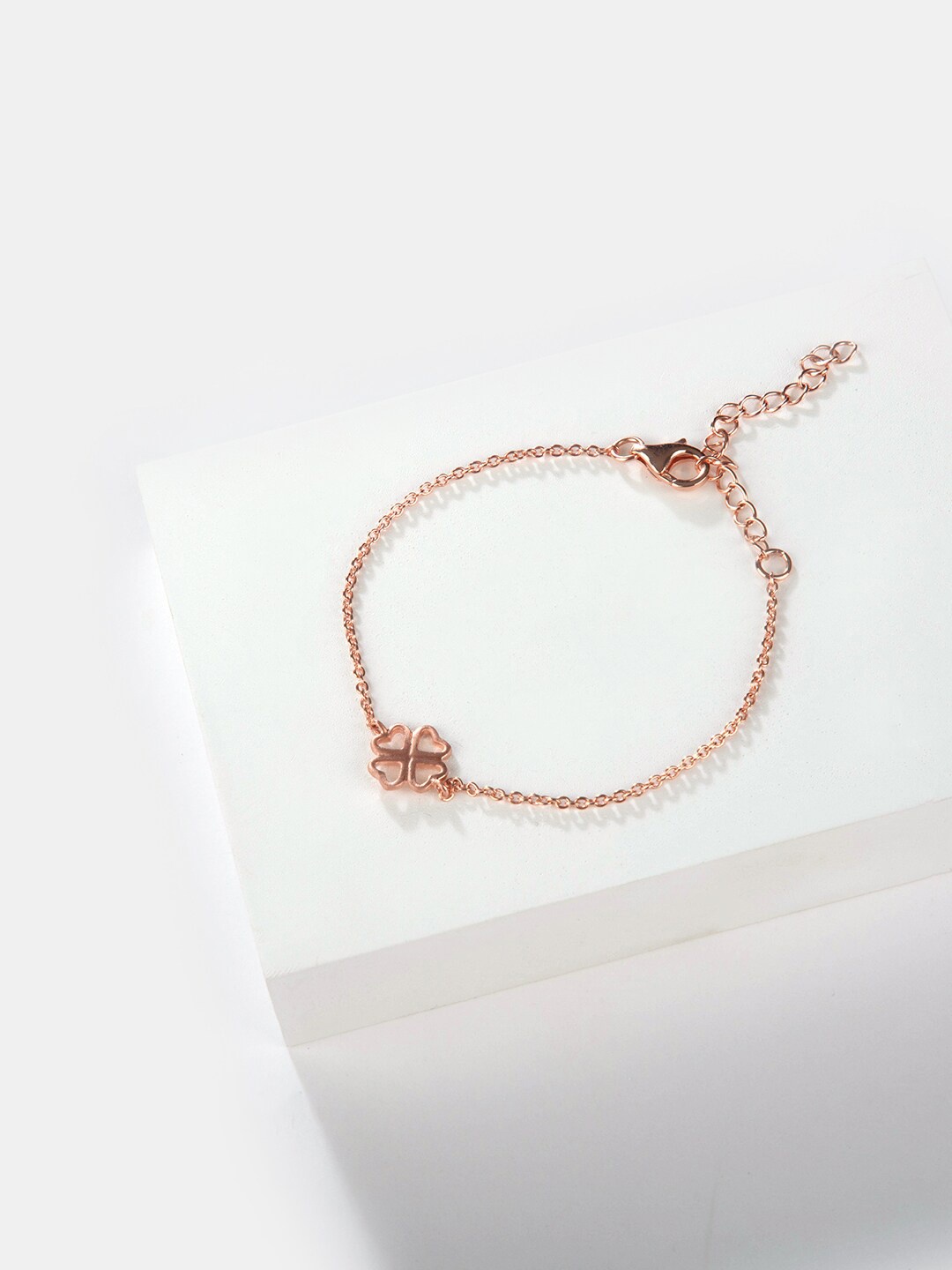

SHAYA Women Silver & Rose Gold-Plated Charm Bracelet