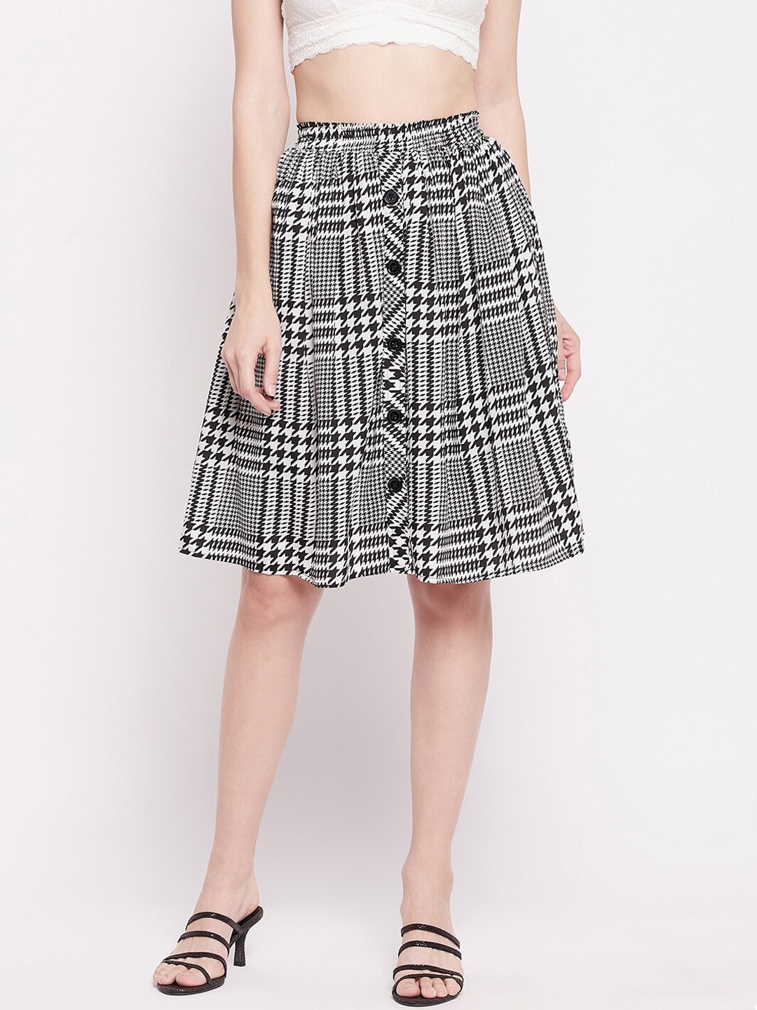 

Ruhaans Women Black and White Printed Skirts