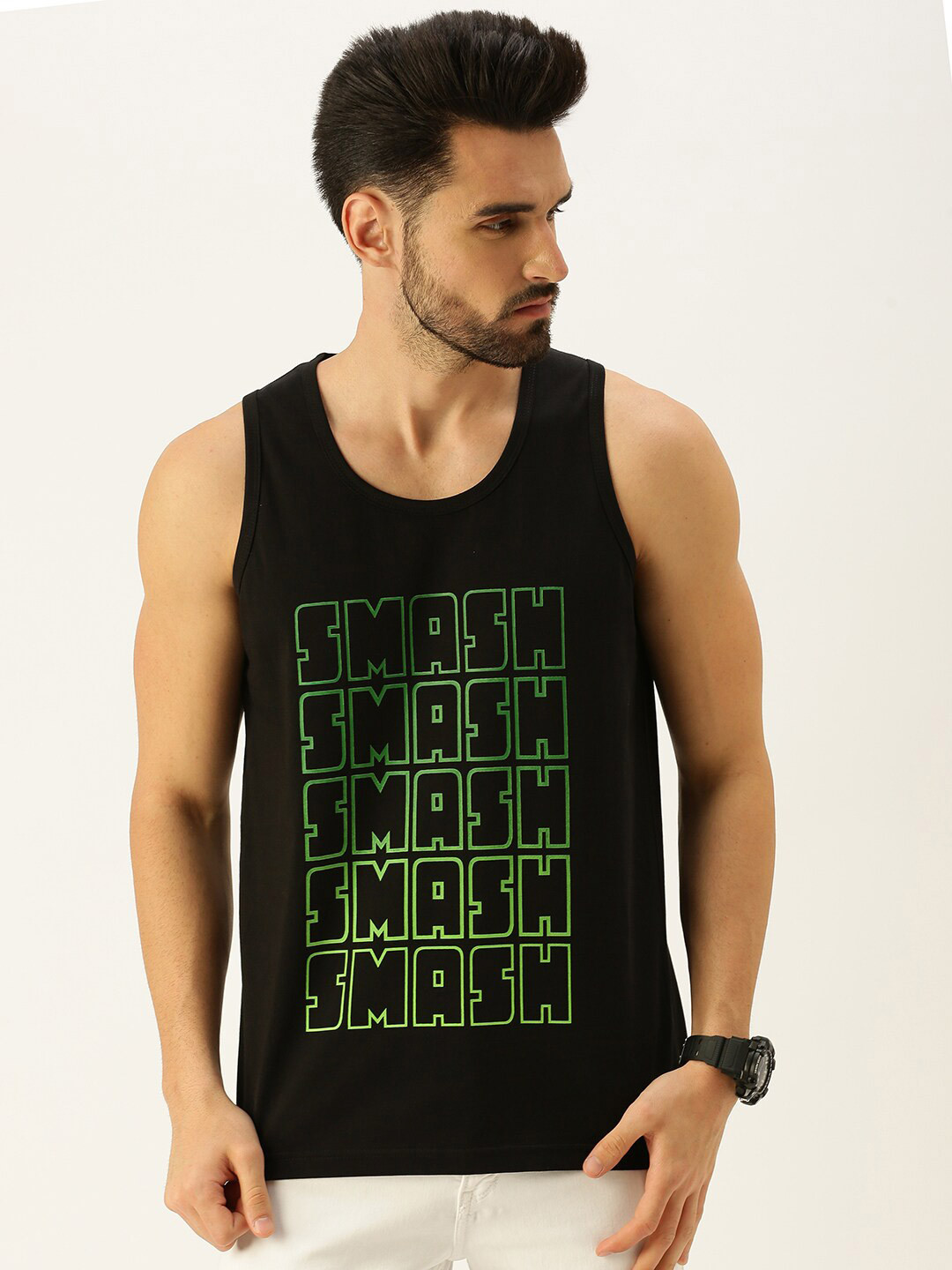 

VEIRDO Men Black Typography Printed T-shirt