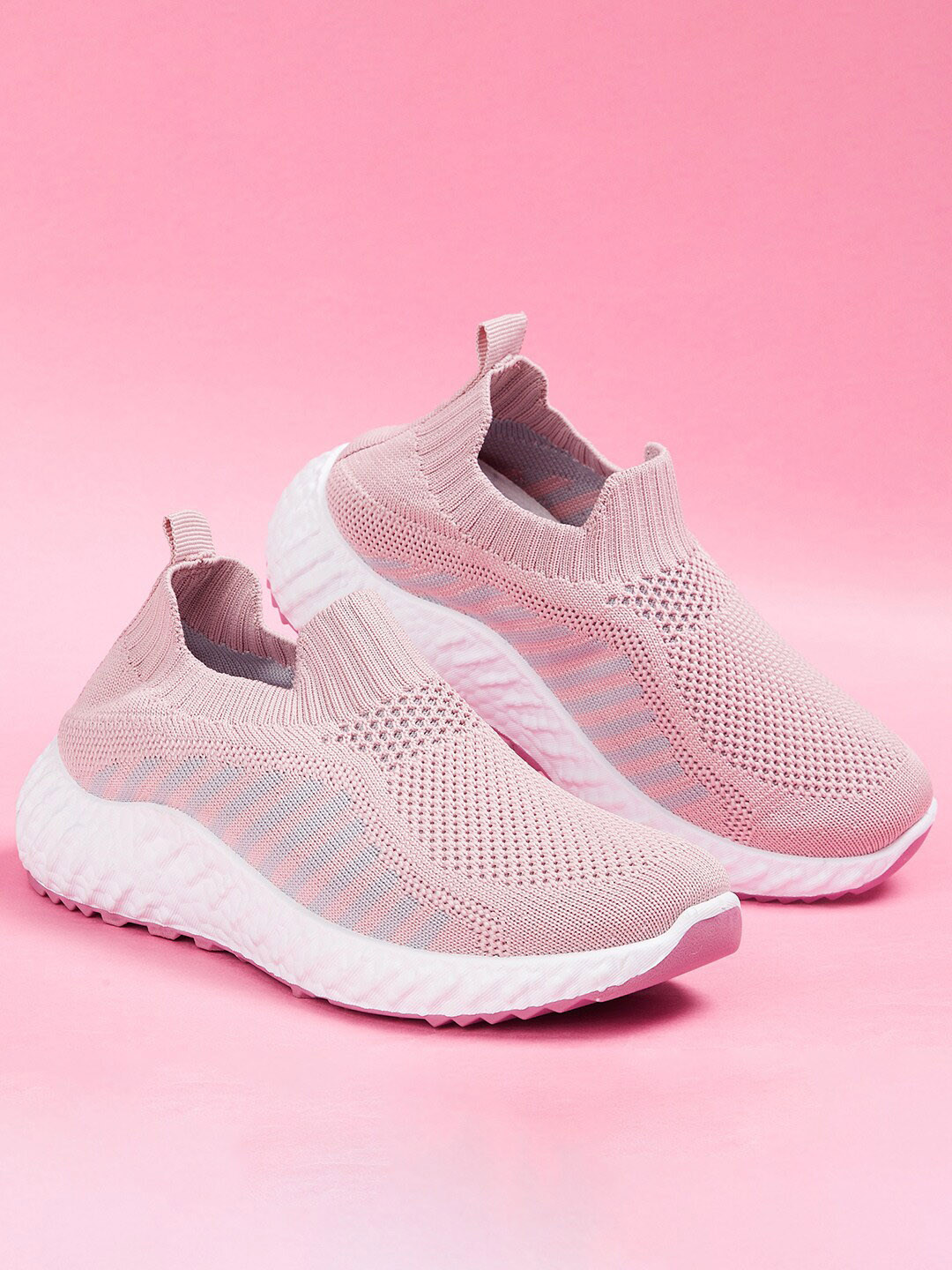 

Fame Forever by Lifestyle Girls Pink Woven Design Slip-On Sneakers