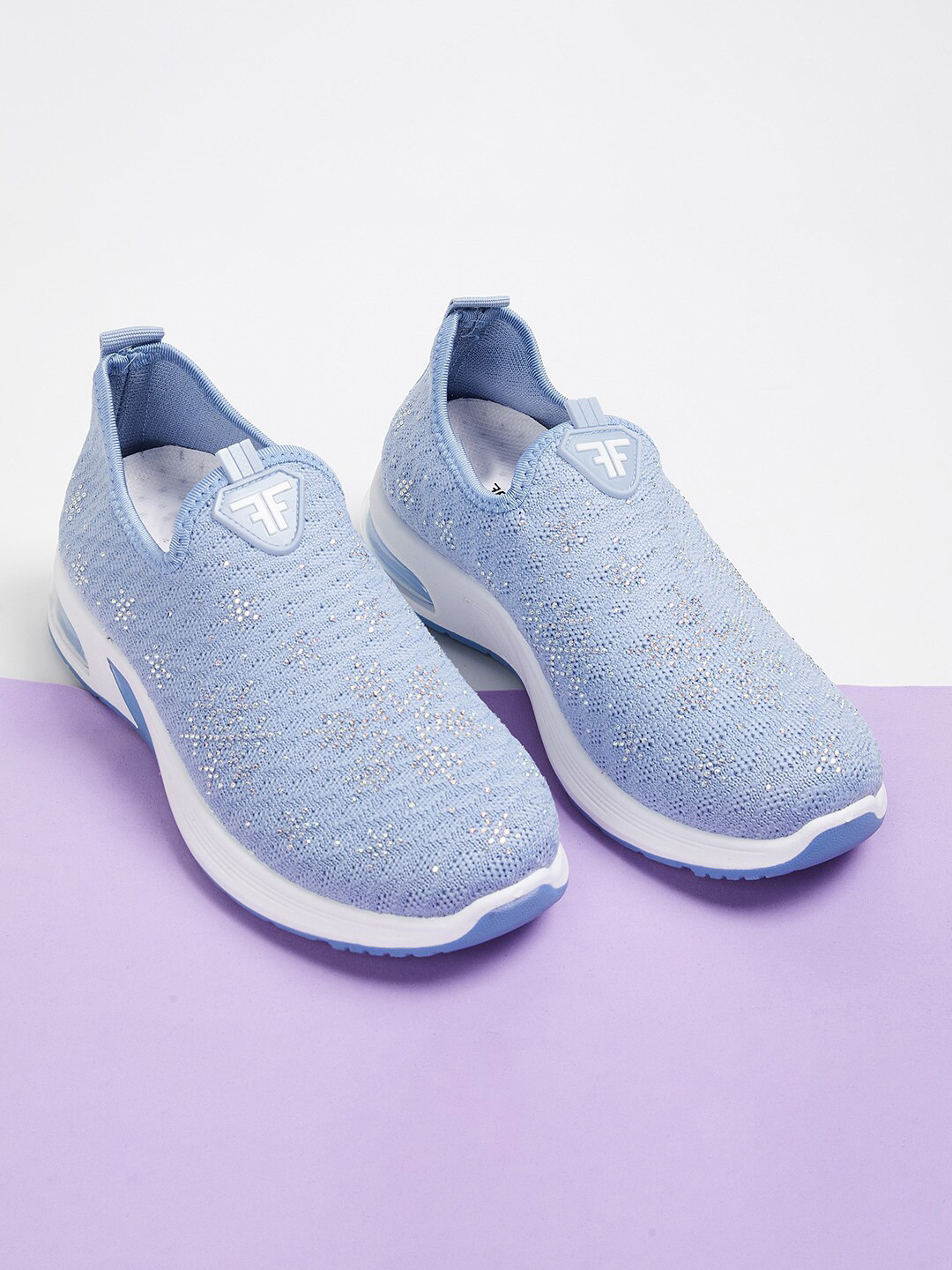 

Fame Forever by Lifestyle Girls Blue Woven Design PU Slip-On Sneakers