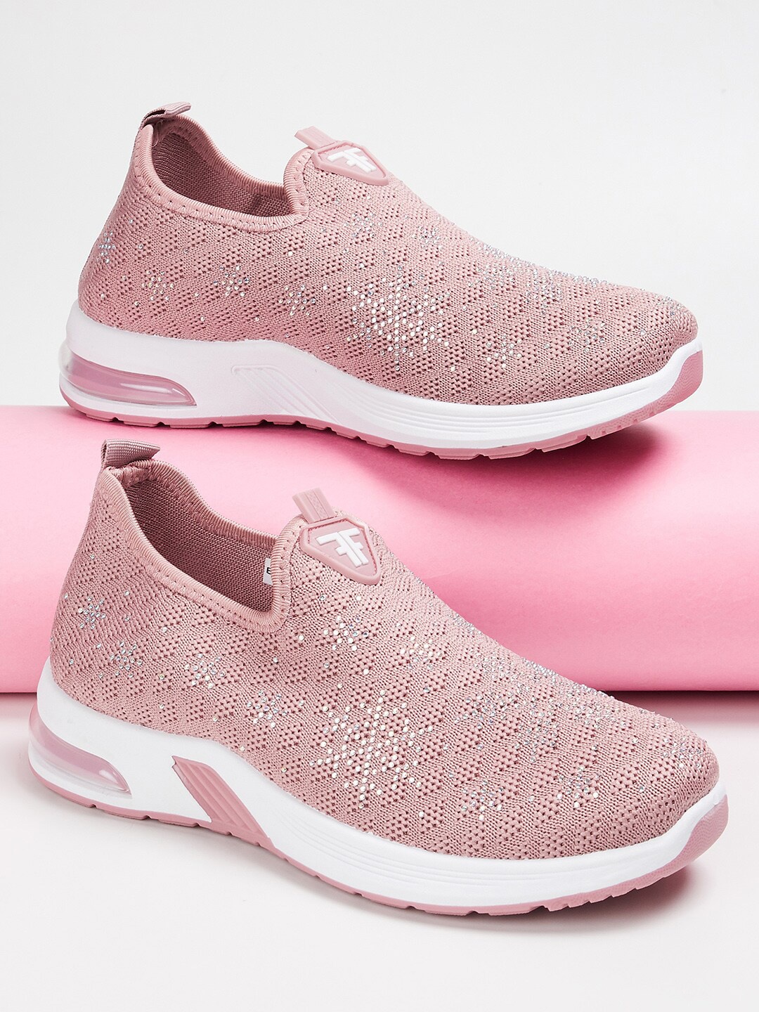 

Fame Forever by Lifestyle Girls Pink Woven Design PU Slip-On Sneakers