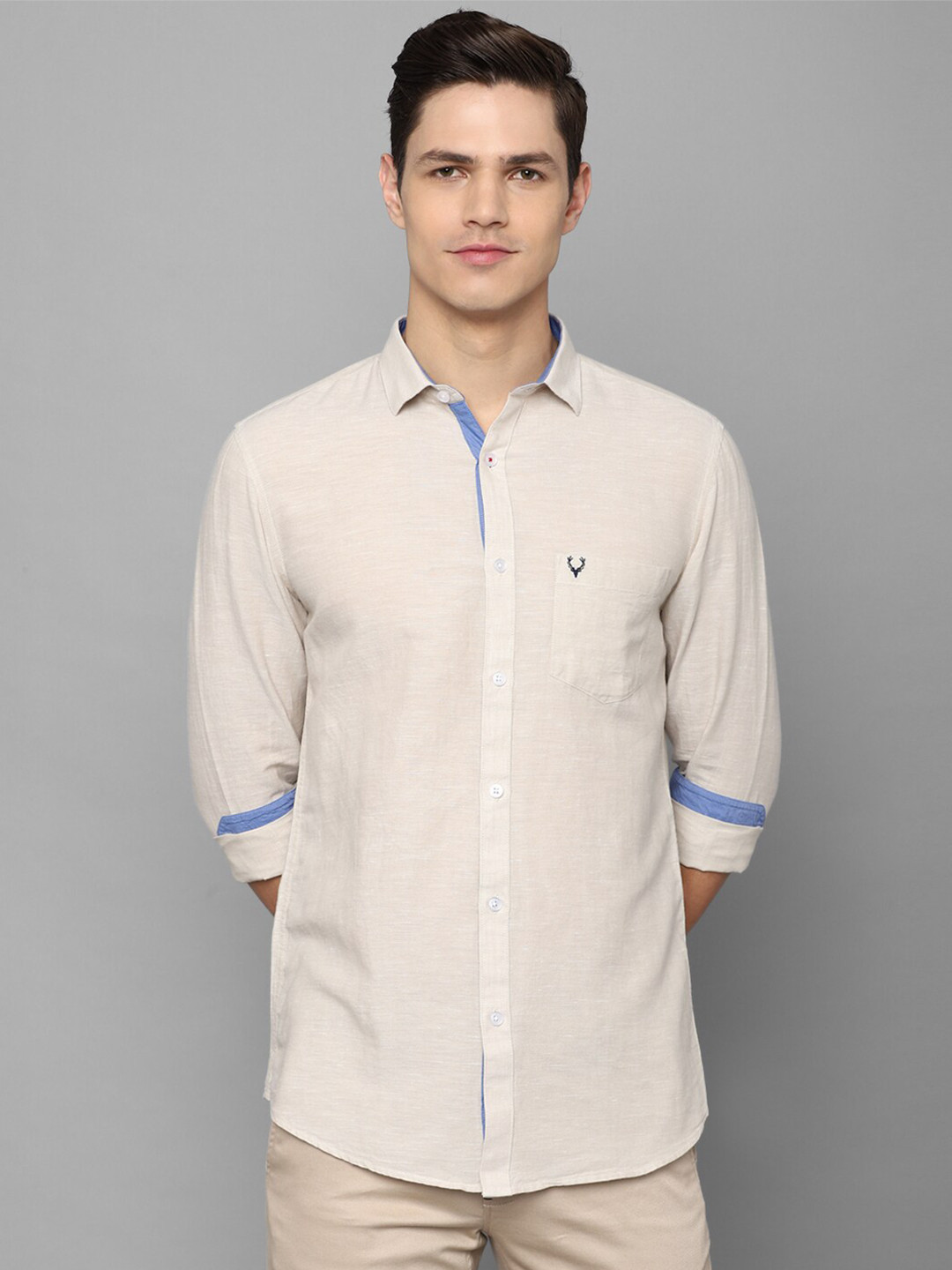 

Allen Solly Men Beige Slim Fit Casual Shirt