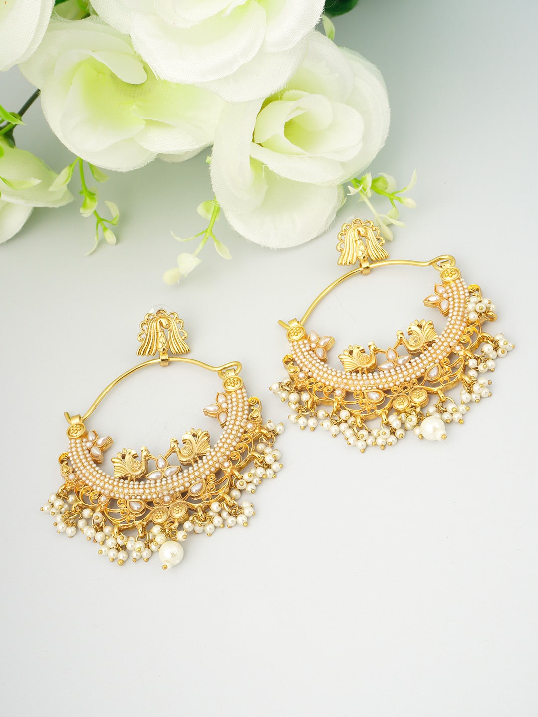 

Urmika Gold-Toned Classic Chandbalis Earrings