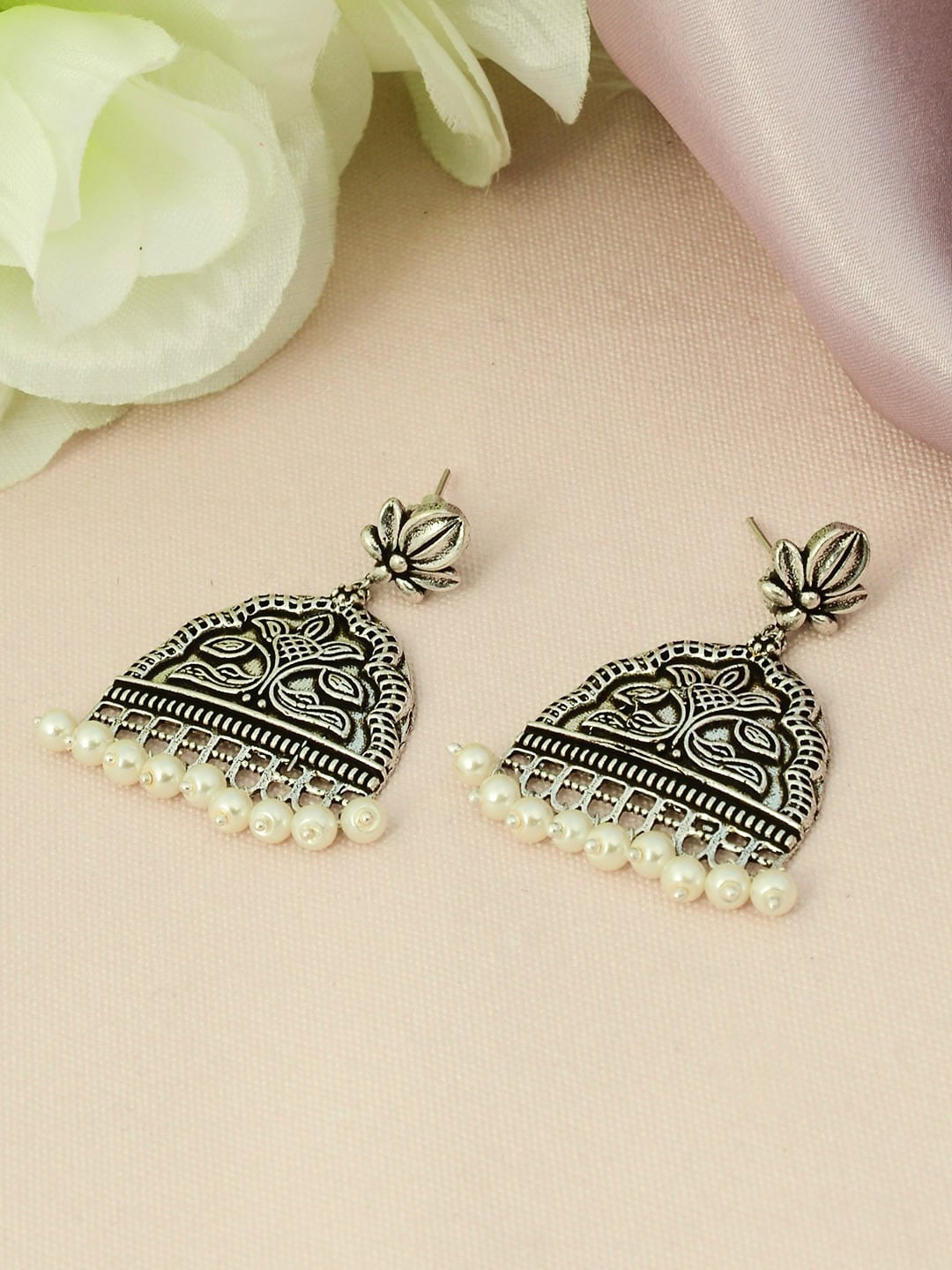 

Urmika Silver-Toned Classic Drop Earrings