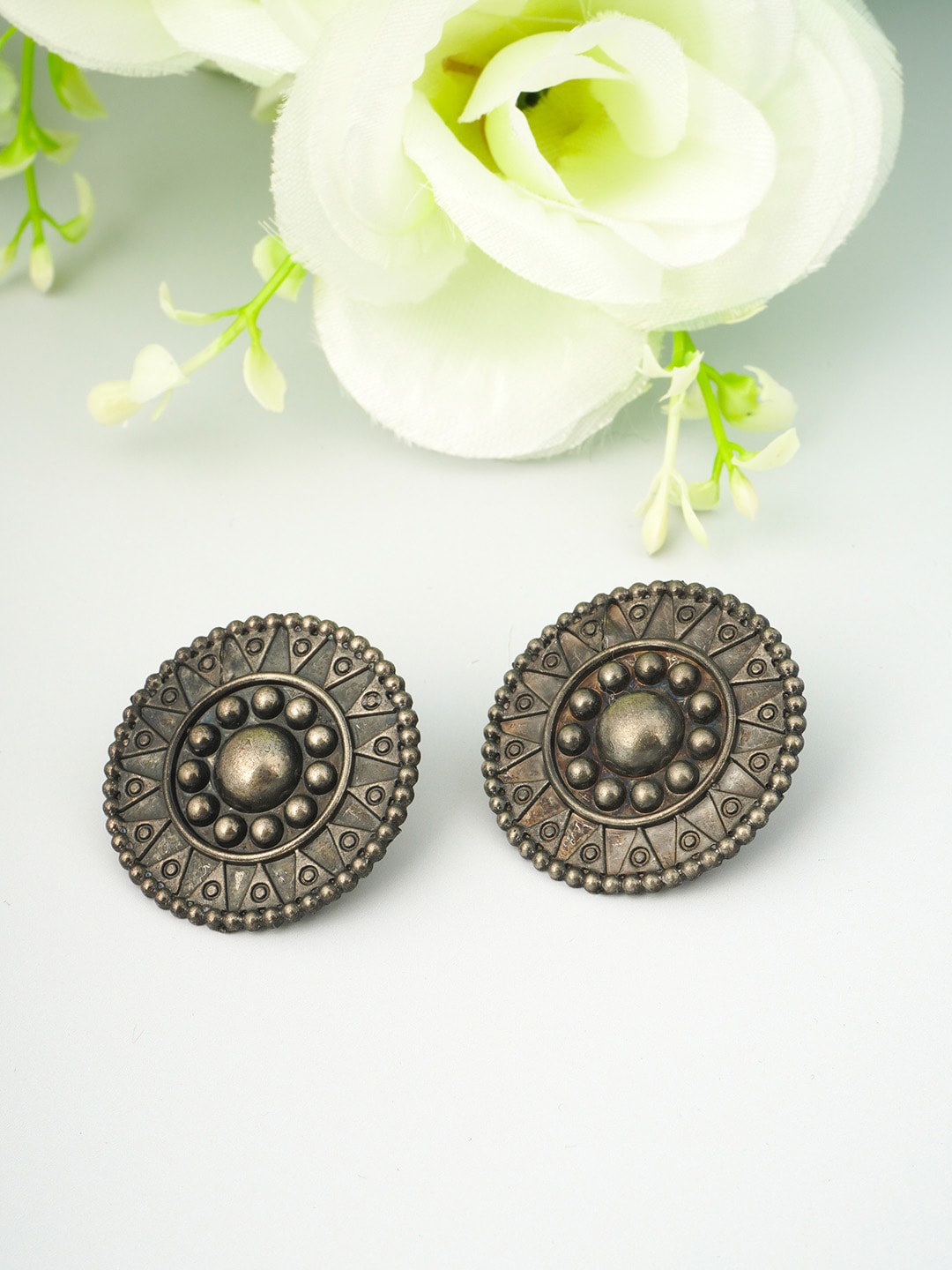 

Urmika Silver-Toned Classic Studs Earrings