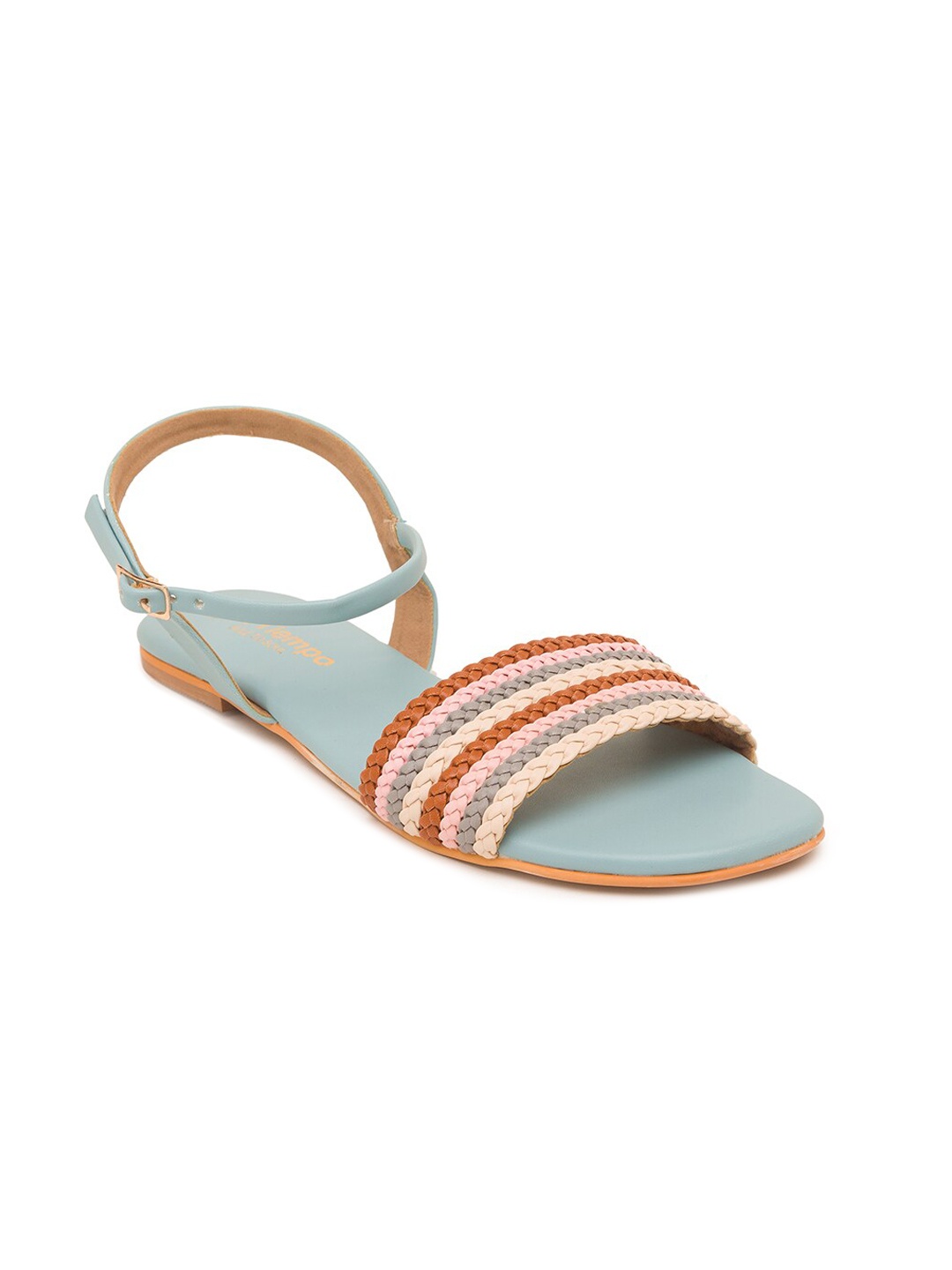 

Sole To Soul Women Turquoise Blue & Peach Open Toe Flats