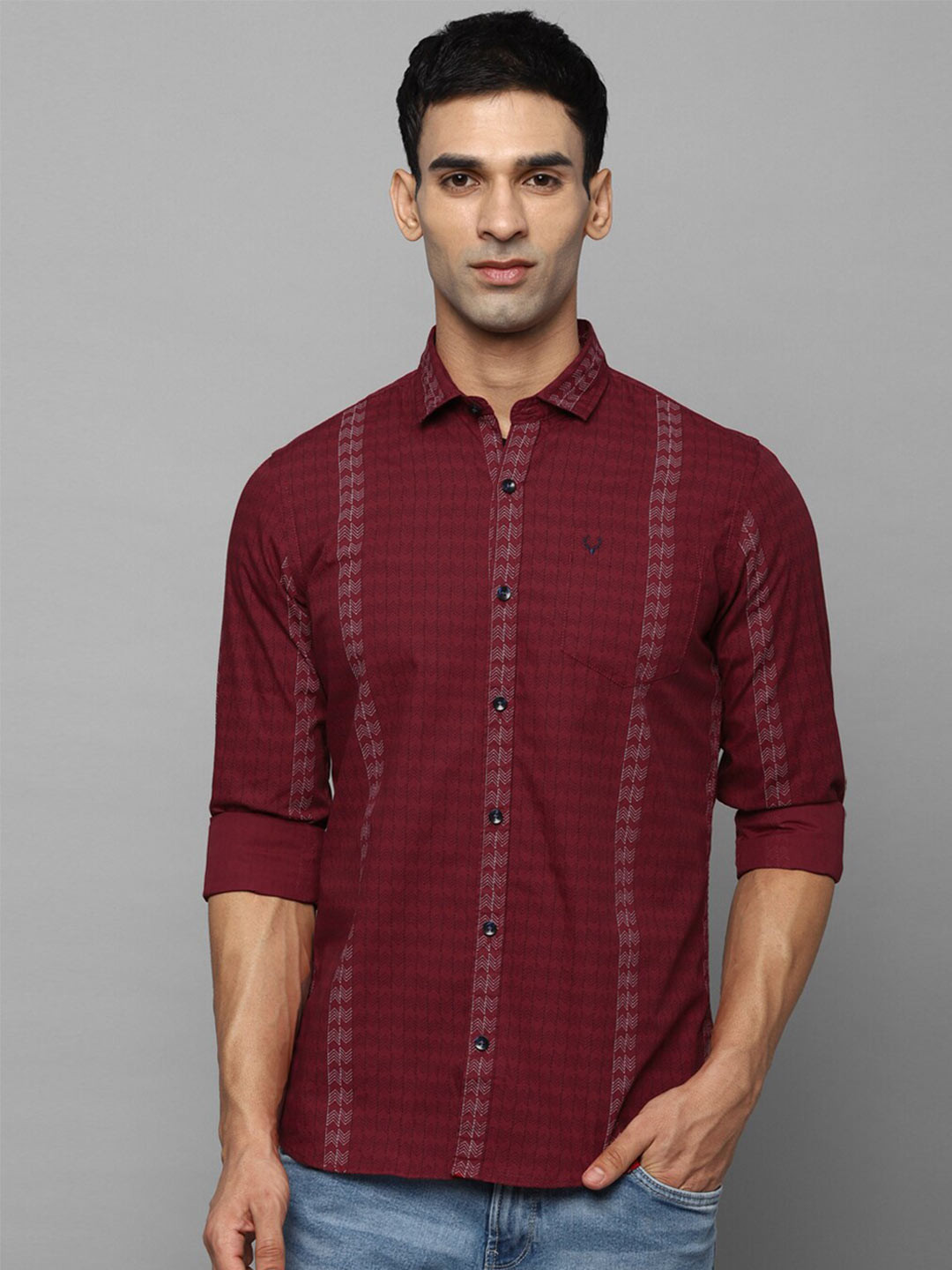 

Allen Solly Sport Men Maroon Printed Cotton Casual Shirt
