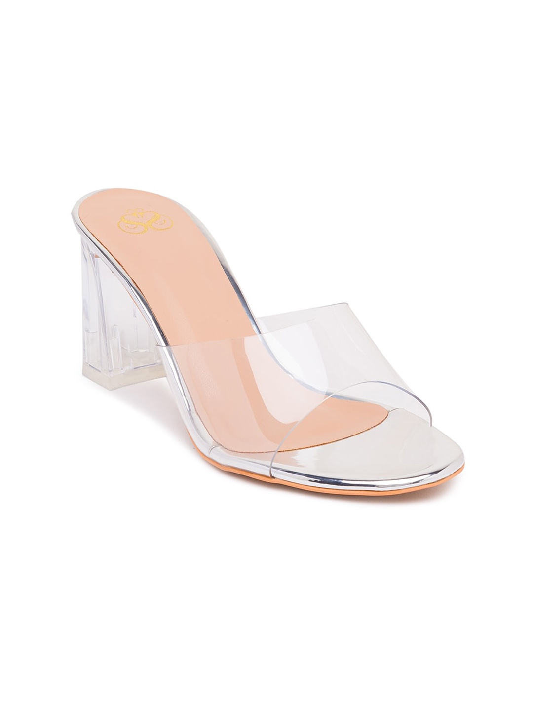 

Sole To Soul Silver-Toned & Transparent Party Block Heels