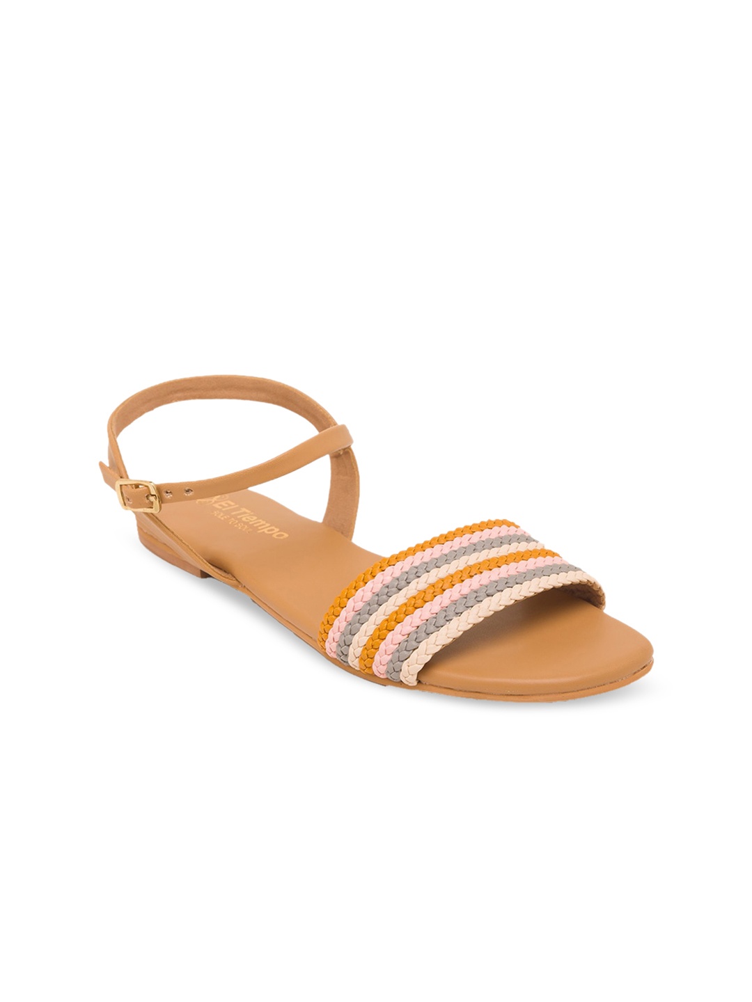 

Sole To Soul Women Camel Brown Printed Open Toe Flats