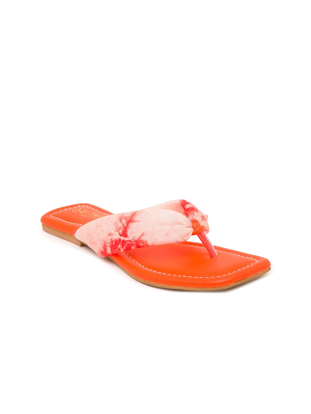 

Sole To Soul Women Orange Printed Open Toe Flats