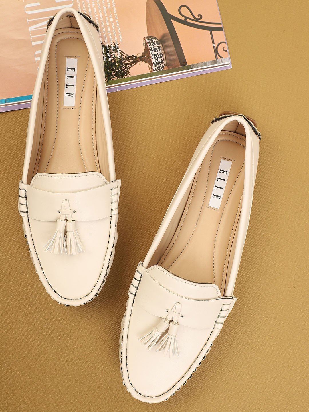 

ELLE Women Beige Tasselled Casual Loafers