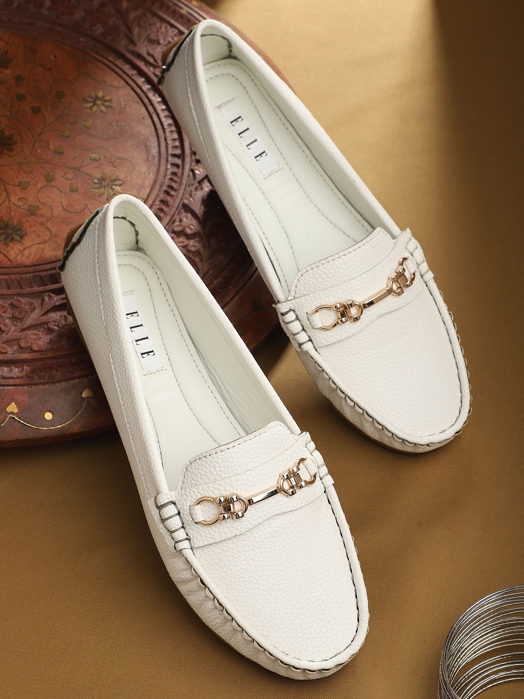 

ELLE Women White Casual Front Belted Loafers