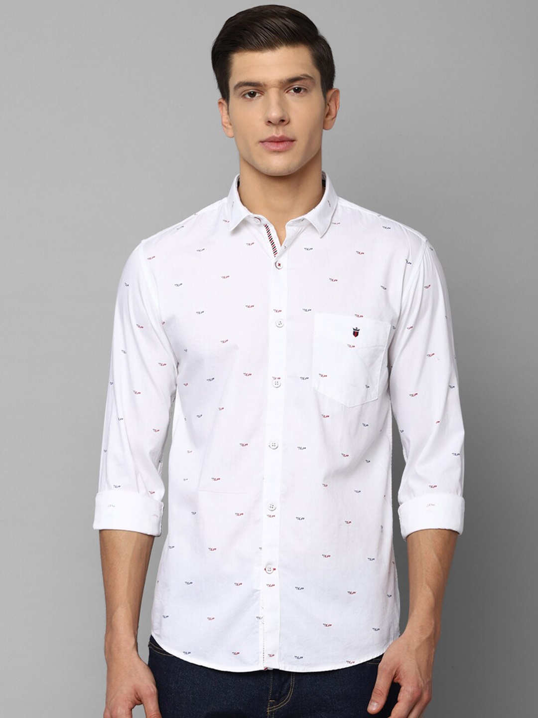 

Louis Philippe Sport Men White Slim Fit Printed Pure Cotton Casual Shirt