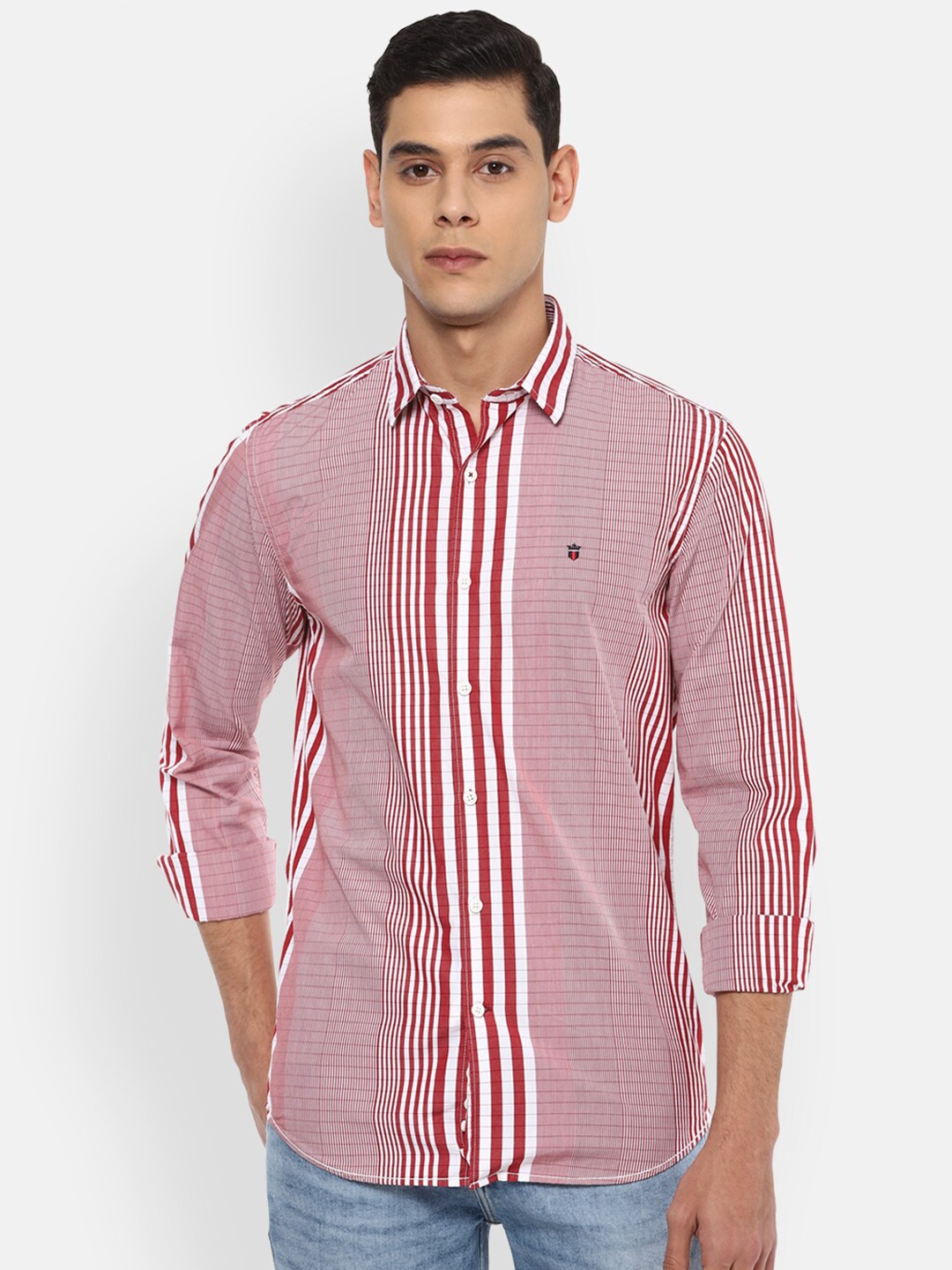 

Louis Philippe Sport Men Red Striped Cotton Slim Fit Casual Shirt
