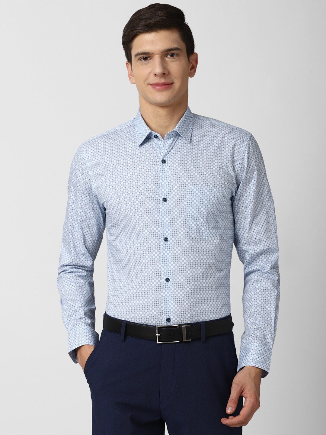 

Peter England Men Blue Slim Fit Printed Formal Shirt