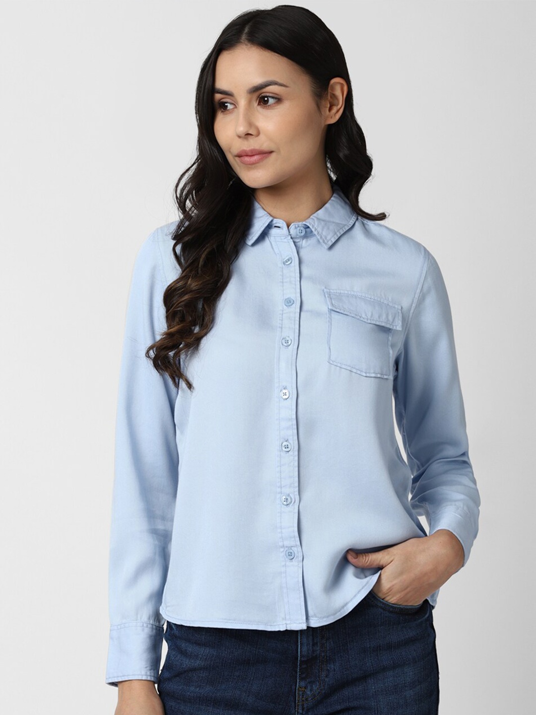 

Van Heusen Woman Women Blue Regular Fit Solid Casual Shirt