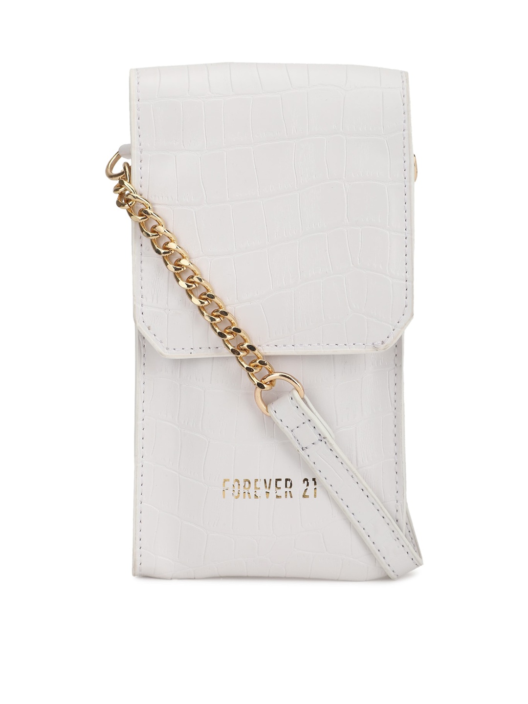 

FOREVER 21 White Textured PU Structured Sling Bag with Quilted