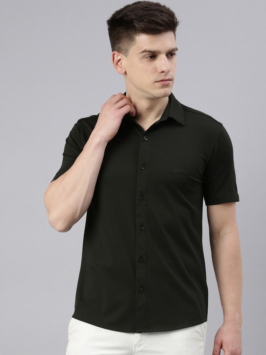 

Joven Men Teal Smart Slim Fit Casual Shirt