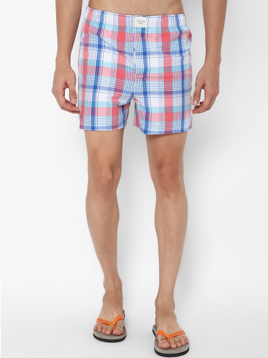 

AMERICAN EAGLE OUTFITTERS Men Red & Blue Checked Boxers