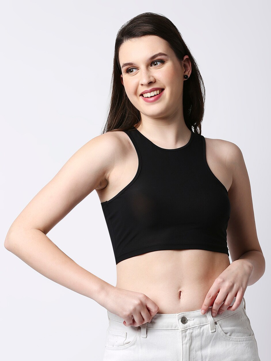 

LYKKEIN Black Sleeveless Crop Top