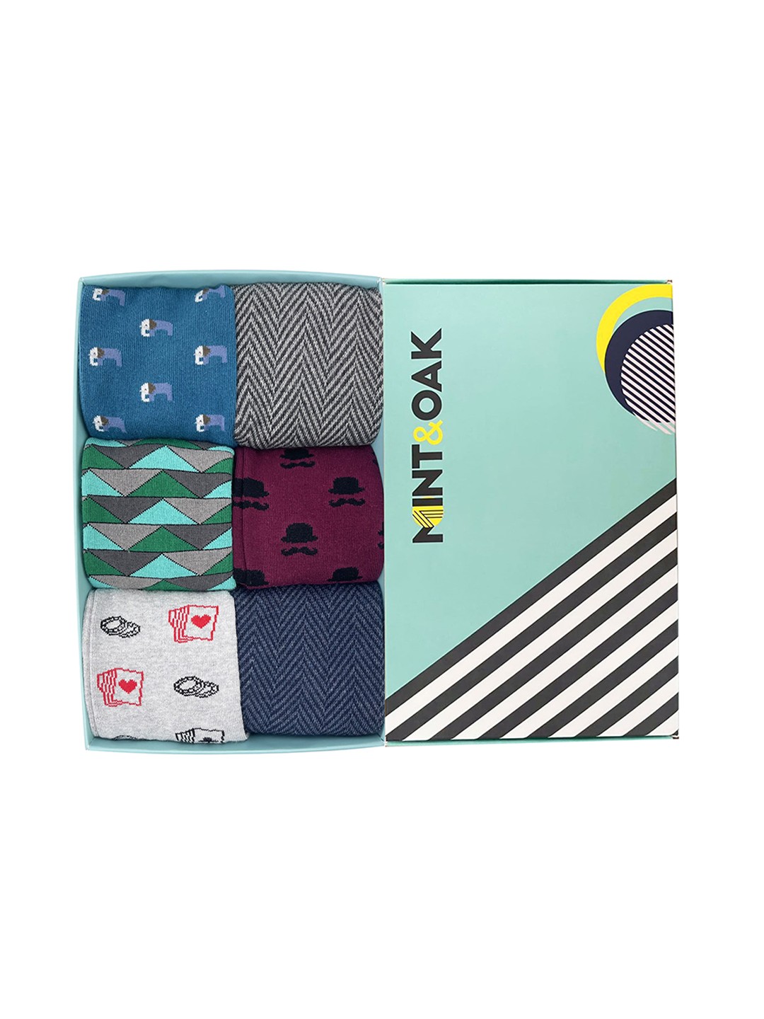 

Mint & Oak Men Pack Of 6 Above-Ankle Socks, Blue