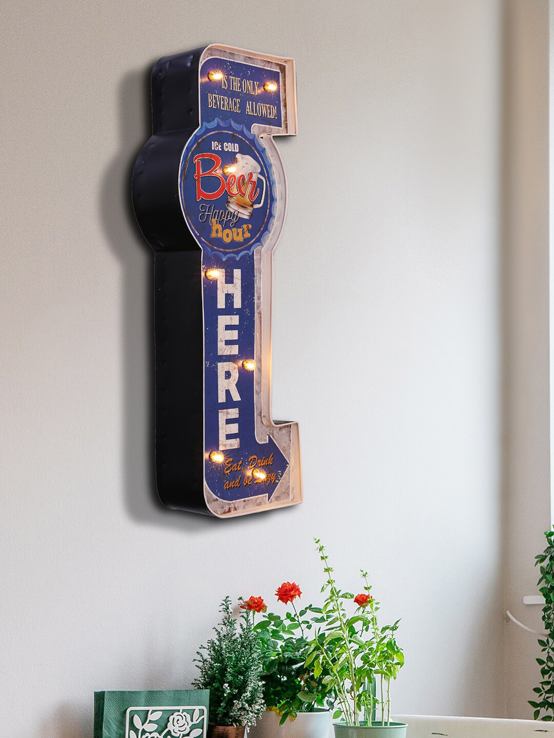

HomeTown Blue Route66 Beer Led Metal Wall Decor
