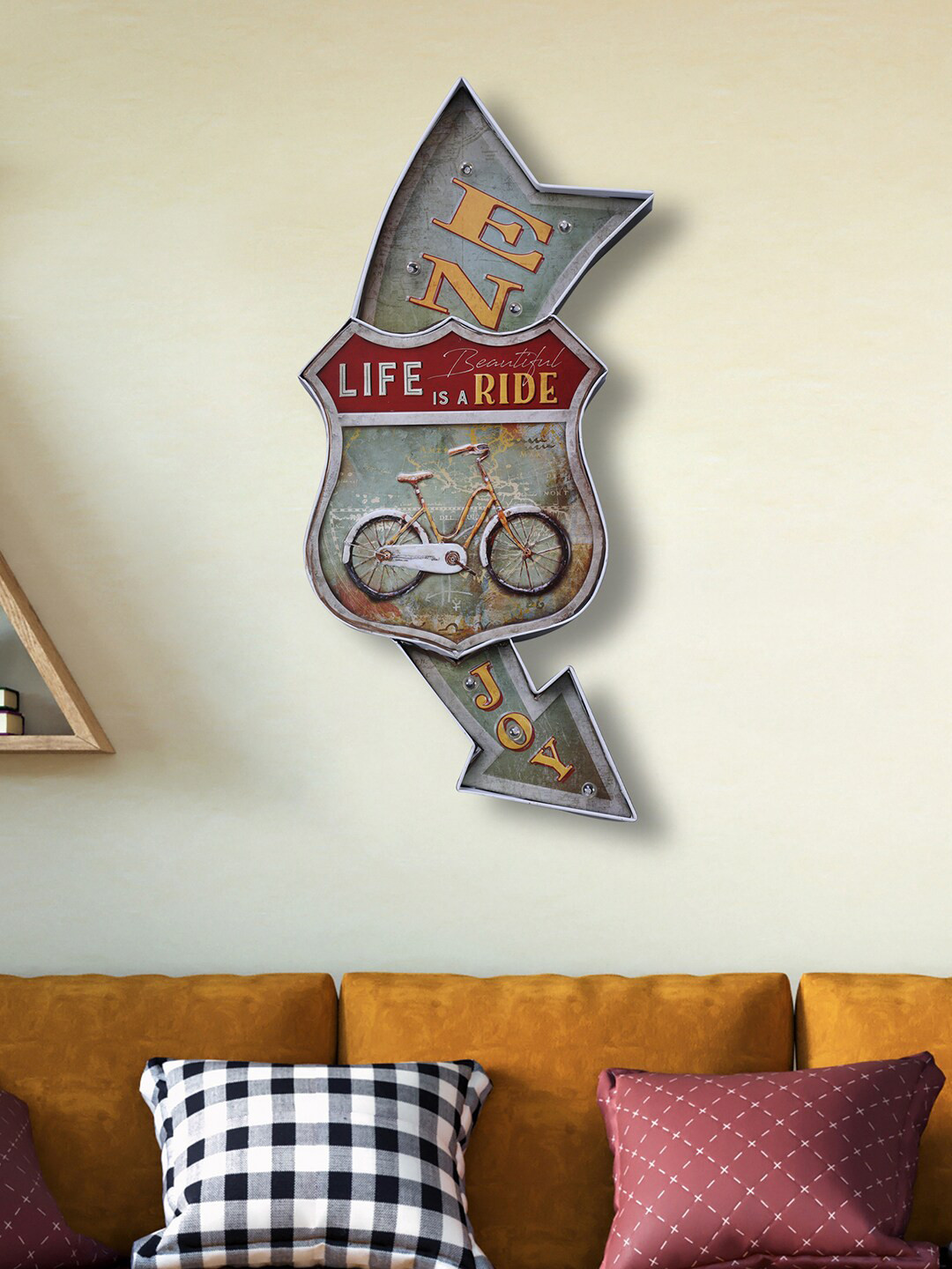 

HomeTown Route66 Multi-Coloured Life A Ride Led Metal Wall Decor