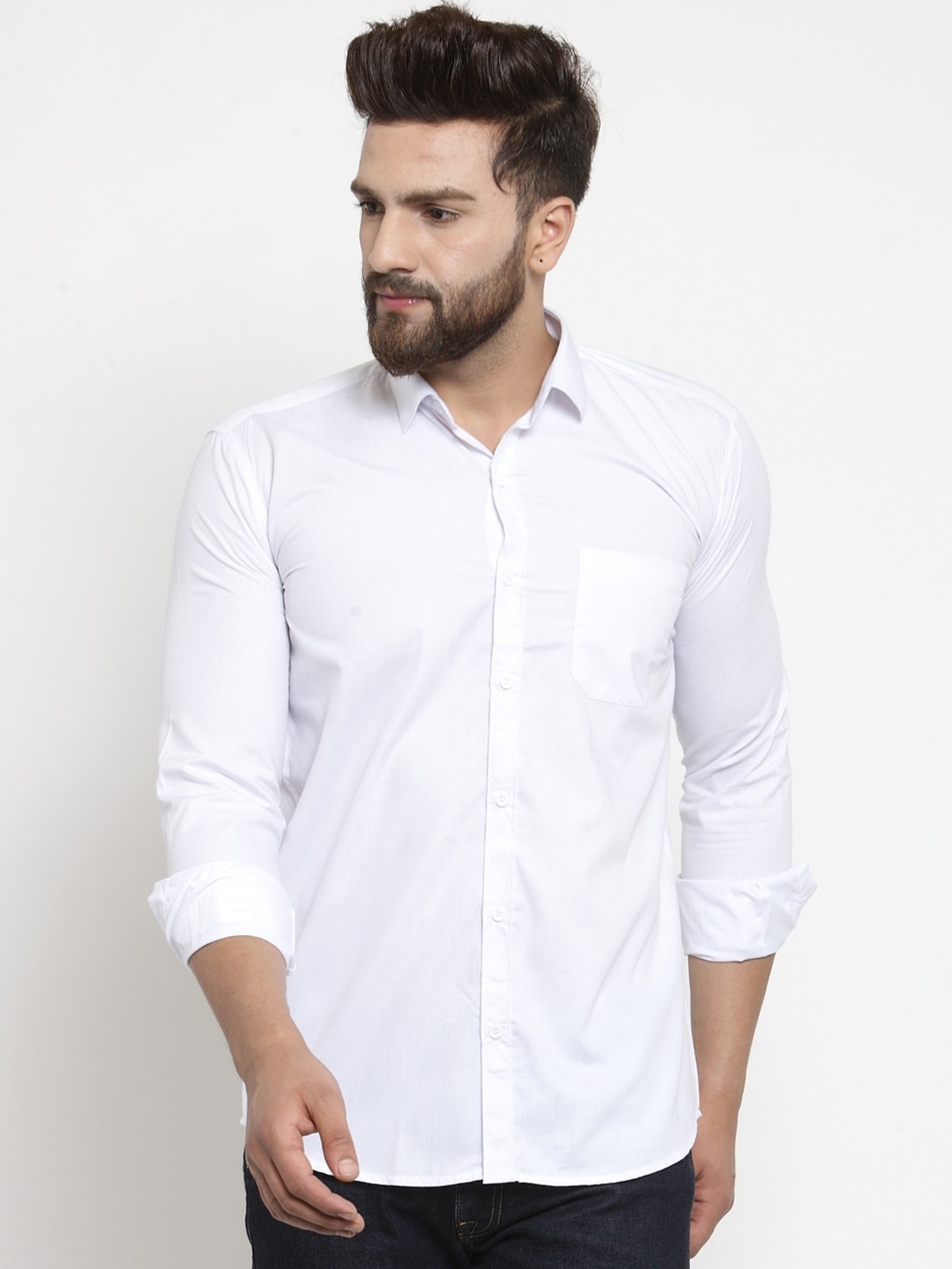 

JAINISH Men White Solid Comfort Pure Cotton Shirt